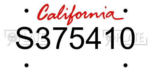 S375410 California License Plate