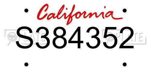 S384352 California License Plate