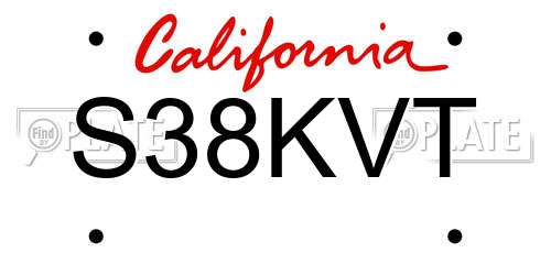 S38KVT California License Plate
