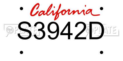 S3942D California License Plate