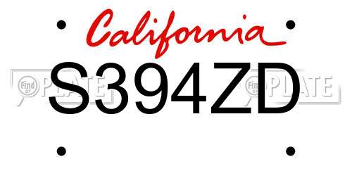 S394ZD California License Plate