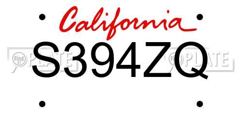 S394ZQ California License Plate