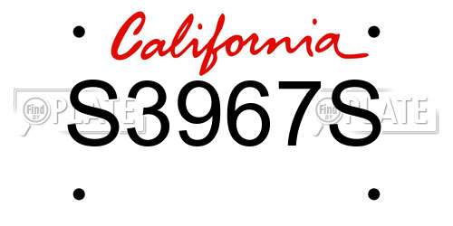 S3967S California License Plate