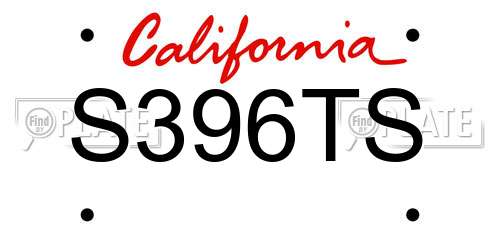 S396TS California License Plate