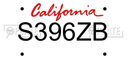 S396ZB California License Plate