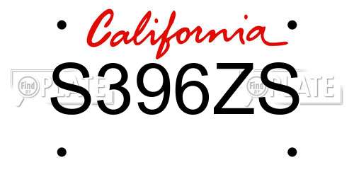 S396ZS California License Plate