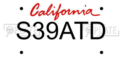 S39ATD California License Plate