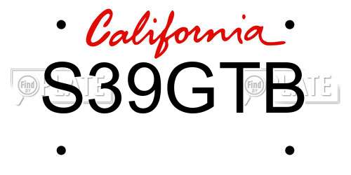 S39GTB California License Plate