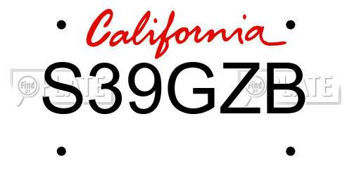 S39GZB California License Plate