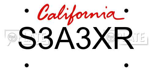 S3A3XR California License Plate