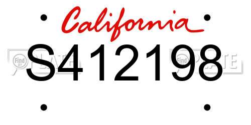 S412198 California License Plate