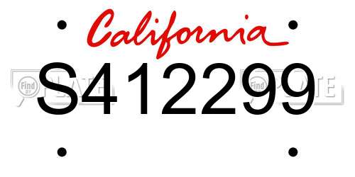 S412299 California License Plate