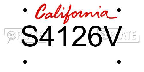 S4126V California License Plate