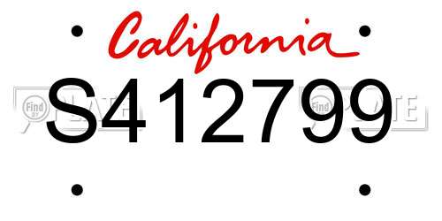 S412799 California License Plate