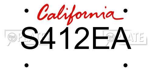 S412EA California License Plate