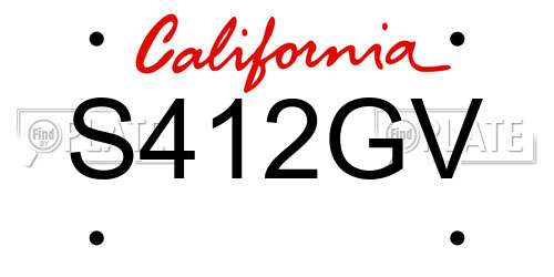 S412GV California License Plate