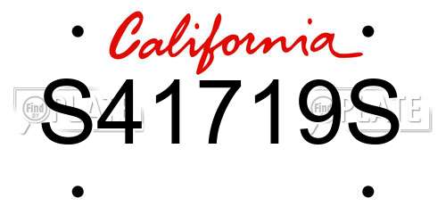 S41719S California License Plate