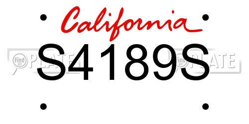 S4189S California License Plate