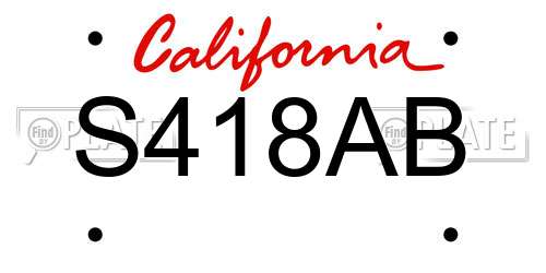 S418AB California License Plate