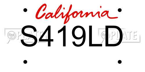 S419LD California License Plate