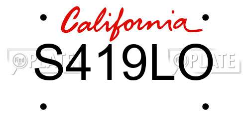 S419LO California License Plate