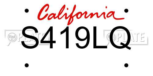 S419LQ California License Plate