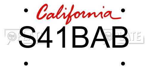 S41BAB California License Plate