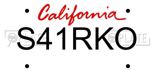 S41RKO California License Plate