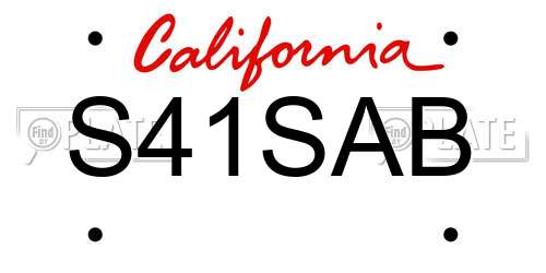 S41SAB California License Plate
