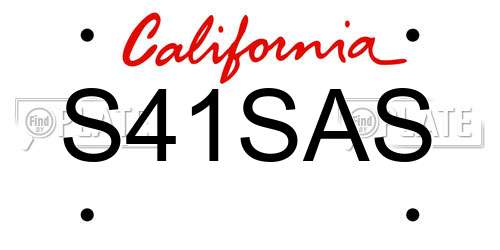 S41SAS California License Plate