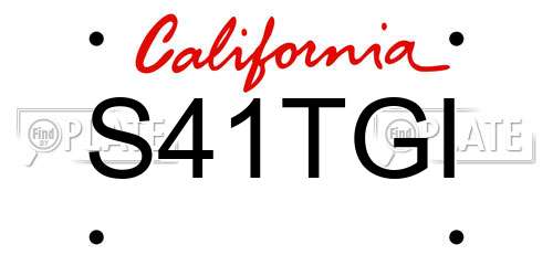 S41TGI California License Plate