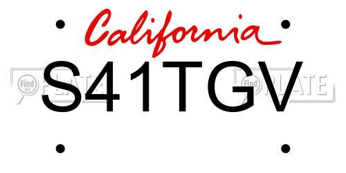 S41TGV California License Plate