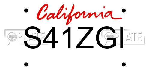 S41ZGI California License Plate