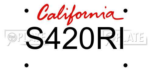 S420RI California License Plate