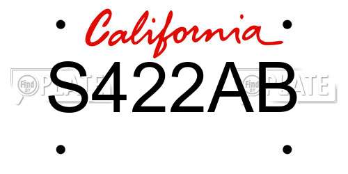 S422AB California License Plate