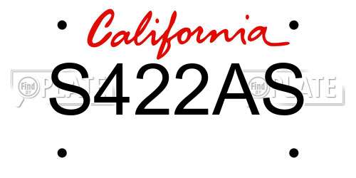 S422AS California License Plate