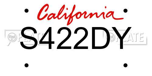 S422DY California License Plate