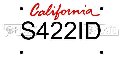 S422ID California License Plate