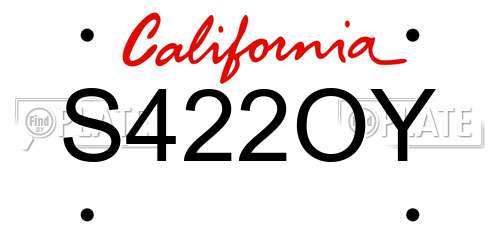 S422OY California License Plate