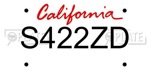 S422ZD California License Plate