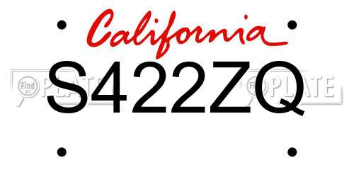 S422ZQ California License Plate