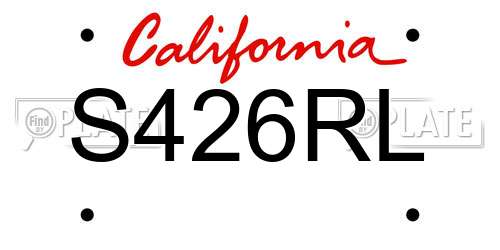 S426RL California License Plate