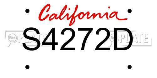 S4272D California License Plate