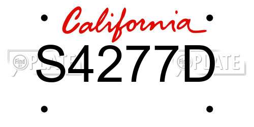 S4277D California License Plate