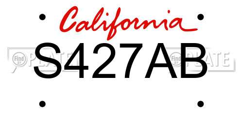 S427AB California License Plate