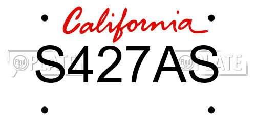 S427AS California License Plate