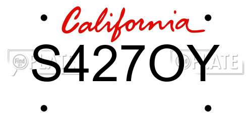 S427OY California License Plate