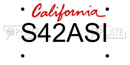 S42ASI California License Plate