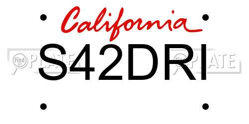 S42DRI California License Plate