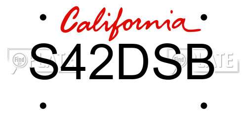 S42DSB California License Plate
